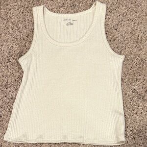 American Eagle Outfitters Ribbed Cream Tank Top
